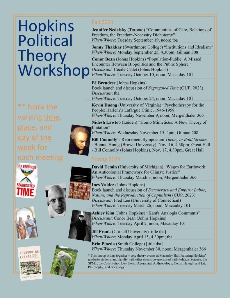 Flyer for Hopkins Political Theory Workshop